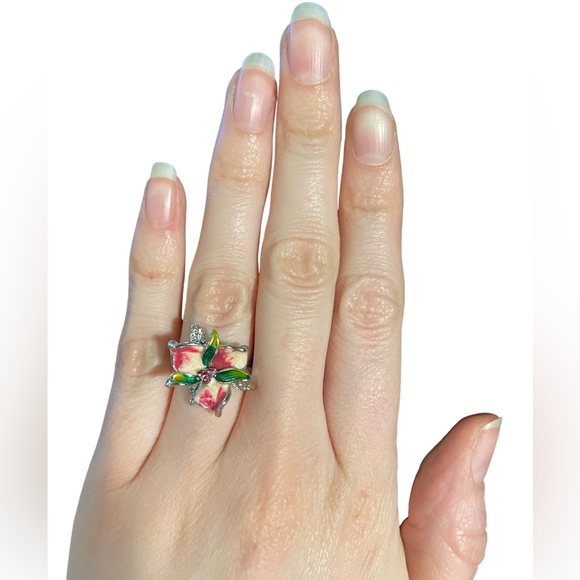 Pink Blossom Enamel Ring - Picture 2 of 2